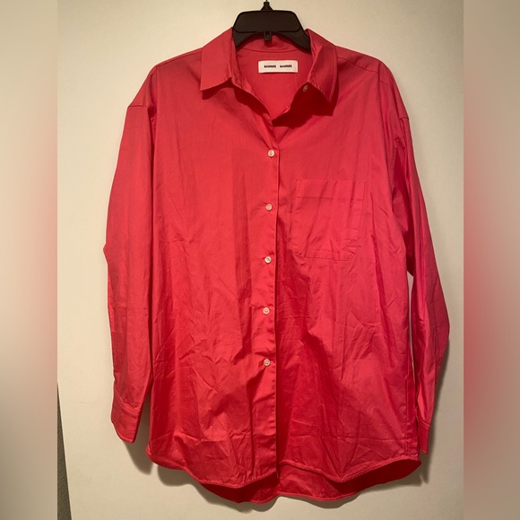 SAMSOE SAMSOE LUANA OVERSIZED BUTTON DOWN SHIRT CORAL XS/S - Picture 4 of 7